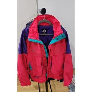 Columbia Powder Keg Jacket Coat Mens Medium Red Radial Sleeve Ski Coat shell VTG